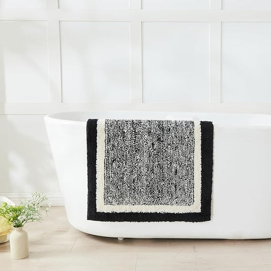 CozeCube Bath mats for Bathroom Non Slip, Fluffy Absorbent Microfiber Bath mat Washable, Aesthetic Bathroom Rugs, Large Jet Black Bath mat, Jet Black, 36" x 24"