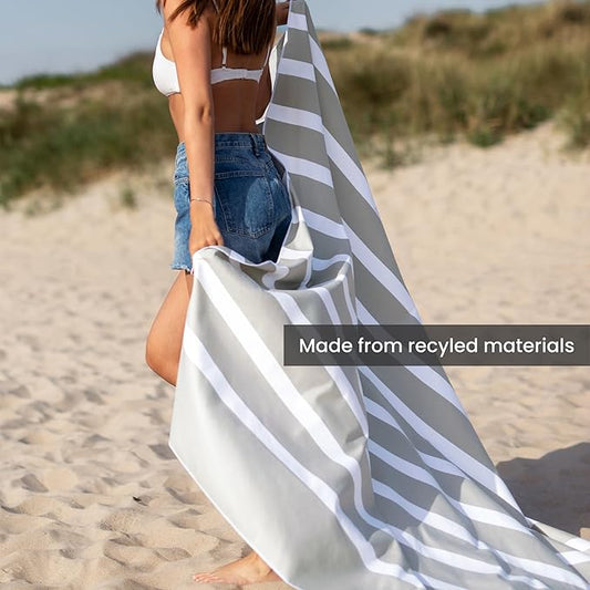 SummerSand Microfiber Beach Towel XXL Oversized (71 x 63 in) - Quick Dry, Sand Free - Compact and Lightweight for Travel - Recycled Materials - Extra Large Beach Blanket - Marble Sand