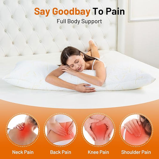 Full Body Pillow with Removable Pillowcase for Adults,(Memory Foam Filling)(Long Pillow for Side Sleepers) (Fluffy and Firm)(Adjustable Filling)(20×54 Inch,Gold)