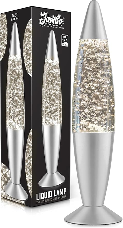 Jambo 16-Inch Silver Star Glitter Lamp I Beautiful Liquid Lamp I Entertaining for Adults and Kids I Perfect Holiday Gift