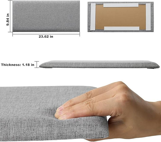 12 Piece Linen Fabric Peel and Stick Headboard, Upholstered Wall Mounted Headboard for Twin, 3D Anti-Collision Soundproof Self-Adhesive Wall Panel for Bedroom 23.62" x 9.84"