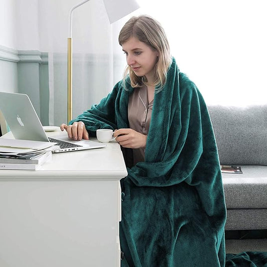 IR Imperial Rooms Fleece Blankets Queen Size 90x90 Inches- 8 Pack - Super Soft Fluffy Throw Blanket for Sofa and Bed - Warm and Cozy Lightweight 400 GSM Microfiber Bed Throws Blankets (Queen, Emerald)