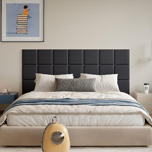 Yutianli 3D Anti-Collision Wall Padding for Kids Peel and Stick Headboard Wall Panels Pack of 10 Sized 11.8"x 11.8" Black Self-Adhesive Panels for Playroom Bedroom Upholstered Wall