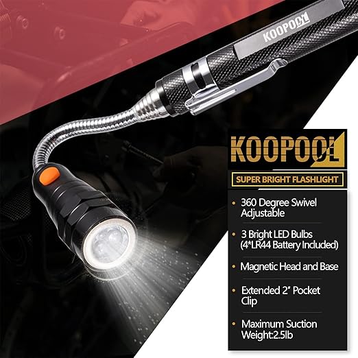Telescoping Magnetic Pickup Tool Set, Inspection Mirror Telescoping, LED Flashlight, Cool Gadgets for Men, Stocking Stuffers, Gifts for Dad, Husband, Kids, Boyfriend, Magnet Stick