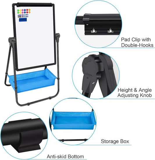 Dry Erase Board with Stand - Double Sided 28"x20" Portable Writing Whiteboards, Height Adjustable & 360° Rotating U Stand Magnetic Whiteboard for Home, School, Restaurant & Presentation