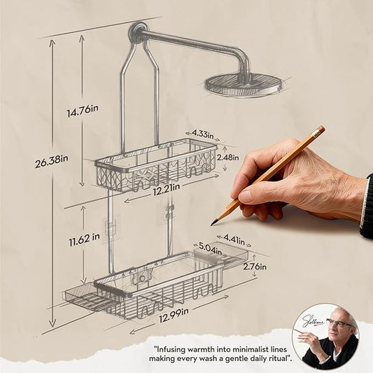 Shower Caddy Hanging, Shower Organizer Hanging, Aluminum Shower Racks for Inside Shower with Hooks for Razor, Never Rust Bathroom Organizers and Storage with Soap Holder, Gold