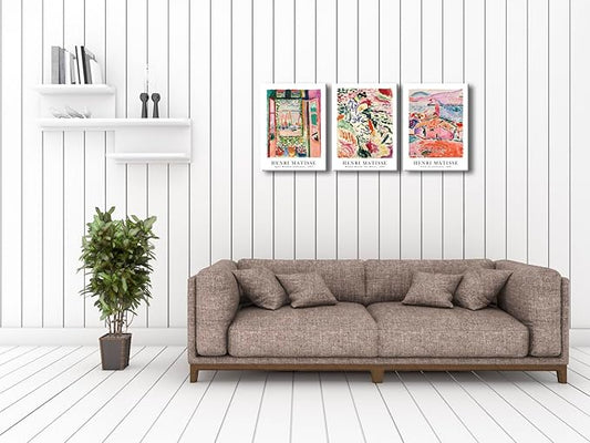 Wieco Art Canvas Wall Art 3 Piece Henri Mattise Art Abstract Colorful Matisse Posters Canvas Prints for Wall and Home Office Decorations