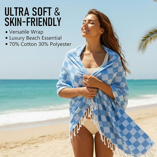 6 Pack Cotton Turkish Beach Towel Lightweight Thin Travel Vacation Essentials Oversized XL Towels Set for Pool Swim Bath Camping Cruise Accessories Absorbent Quick Dry Sand Free Bulk clearance Blanket