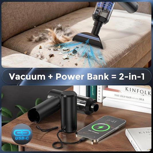 Car Vacuum Portable Cordless,3 in 1 Power Bank & Air Duster & Vacuum-20000Pa,120W High Power Handheld Vacuum Cordless with Led Light,Nozzles for Car,Home,Office,Pet Hair