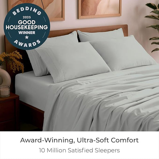 Mellanni Queen Sheet Set - 6-Piece Iconic Collection Bedding, (Including 4 Pillowcases), 21-Inch Extra Deep Pocket, Easy Care, Ultra Soft, Cooling Sheets, Brushed Microfiber - Spa Mint