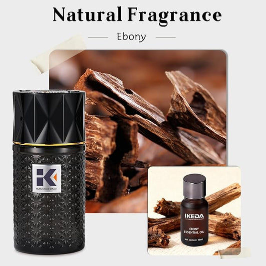 Ikeda Wireless Essential Oil Diffuser, Mini Negative Ion Mist Humidifier with Night Light & Auto Shut-Off, 250mL Ebony Scent for Room, Home, Car&Office