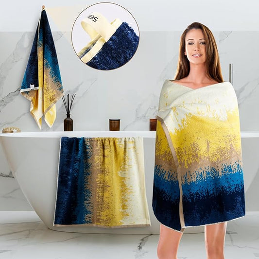 SEMAXE Luxury Bath Towel for Bathroom, 100% Cotton Towel with Hanging Loop and Smart Tag, Soft & Absorbent, Gift Box Packaging,1 Pc Bath Towel, 55" L x 27" W