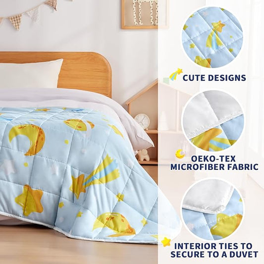 anfie Weighted Blanket Kids(50"x60" 5lbs) Weighted Blanket Cooling Blanket for Sleeping,Throw Size Breathable Blanket with Premium Glass Bead(Light Blue Moon)
