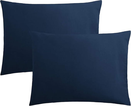 FLXXIE Microfiber Pillow Cases Standard Size, Soft Pillowcases with Envelope Closure, Wrinkle, Stain Resistant Pillow Covers, 20x26, Navy