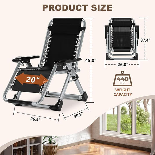 DoCred Comfy Chair, Folding Chair Recliner Chair for Bedroom and Living Room, Folding Reclining Patio Chairs Lounge Chair with Removable Cushion for Indoor Outdoor