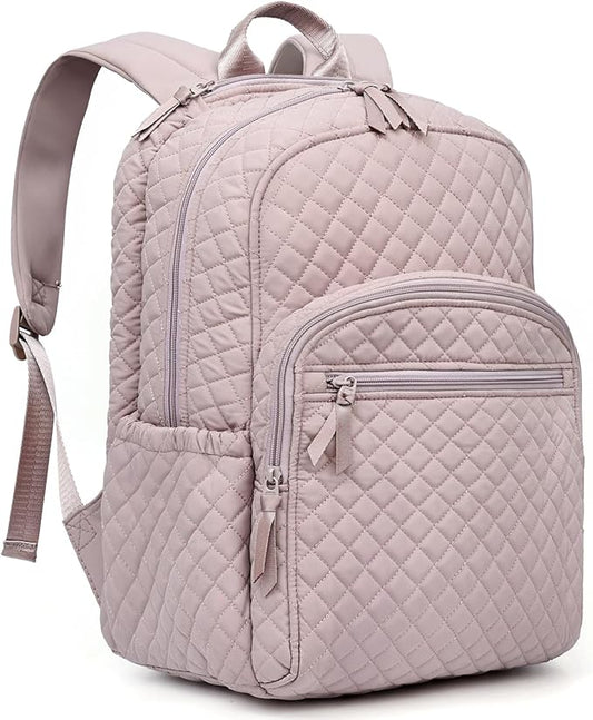 Backpack for Women,College Backpack,Quilted Casual Daypack,Waterproof Bookbag for 17Inch Laptop
