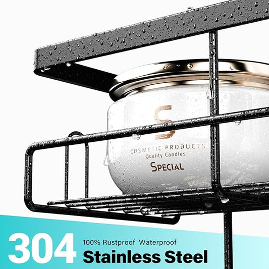 Over the Door Shower Caddy Hanging: Black Rustproof Shower Organizer over the Door - No Drilling Bathroom Rack for Inside