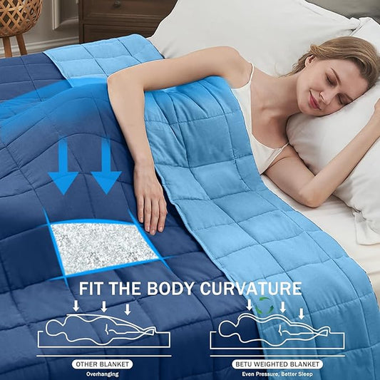 Blue Weighted Blanket for Adults 15lbs, 60"x80", Queen Size Cooling Heavy Throw Blanket for 120-160lbs, Microfiber Soft Thick Big Blankets Weighted Comforter Gift for Sleeping