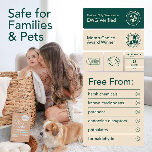 Kind Laundry Detergent Sheets – 32 Loads Ocean Breeze, EWG Verified, No Residue After Wash, Eco Plastic-Free Liquidless Laundry Soap, Non-Toxic Formula, for Sensitive Skin, Travel & Dorm Friendly