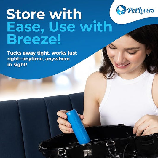 PetLovers Mini Lint Roller Travel Size 50 Sheets โ Compact pet Hair Remover for Dog and cat Fur. Lightweight Design Ideal for Clothes Furniture and car. Perfect for Quick and Easy on The go Cleaning