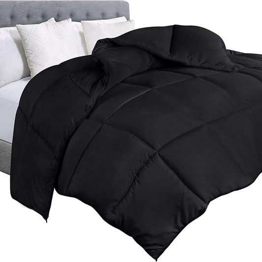 Utopia Bedding Comforter Duvet Insert, Quilted Comforter with Corner Tabs, Box Stitched Down Alternative Comforters Queen Size (Black)