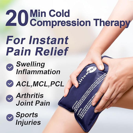 Ice Packs for Injuries Reusable,10โx 14โ Gel Cold Pack for Knee Neck Shoulder Ankle Elbow Hip Back Pain Relief, Cold Compress Therapy for Swelling, Bruises, Surgery, Blue, 2 Pack