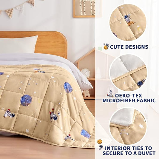 anfie Weighted Blanket Kids(50"x60" 5lbs) Weighted Blanket Cooling Blanket for Sleeping,Throw Size Breathable Blanket with Premium Glass Bead(Space Beige)