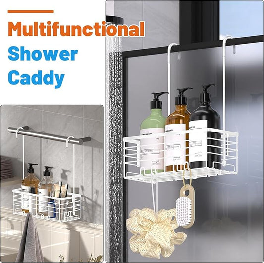 YUOROS Hanging Shower Caddy, Shower Caddies Bathroom Shower Rack Organizer Shampoo Bracket (White)