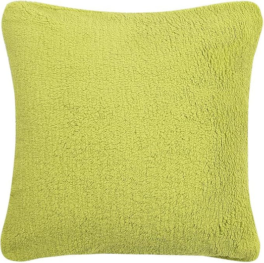 Reafort Ultra Soft Sherpa Euro Sham Pillow Case 26"x26" Replacement with Zipper Closure (Lime, 26"x26" Euro Sham)