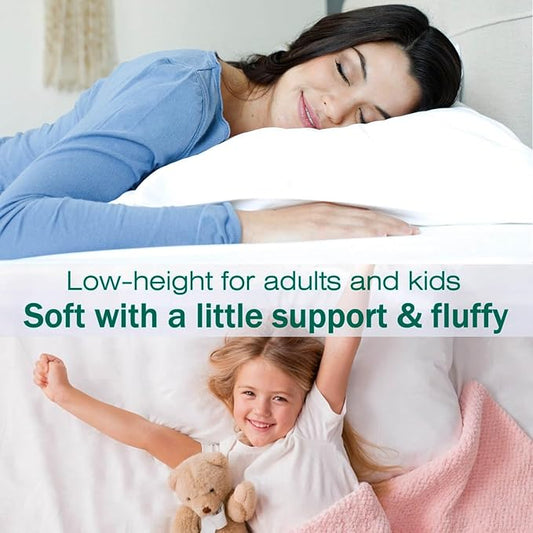 Flat Ultra Thin Bed Pillows Queen Size Pillow Set of 2 Extra Soft Down Alternative for Stomach Side Back Sleeper White 20x30inches