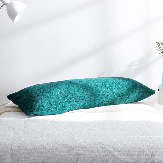 Reafort Ultra Soft Sherpa Body Pillow Cover/Case with Zipper Closure 21"x54" (Evergreen, 21"x54" Body Pillow Cover)
