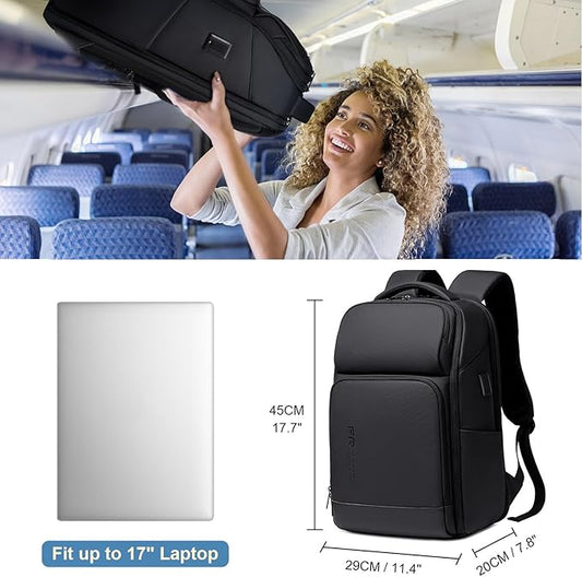 FENRUIEN Business Laptop Backpack 17 Inch, Water Resistant Computer Backpack with Charger, Black Travel Backpack Laptop Bag for Men
