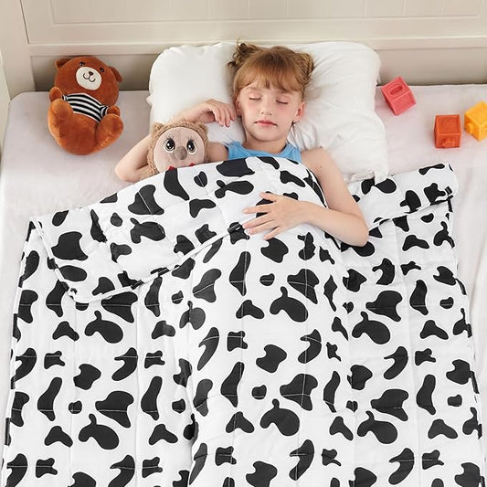 yescool Weighted Blanket 7 Pounds Cooling Weighted Lap Blanket, Cow Print Heavy Blankets, Comfortable Weighted Throw Blanket Gift for 60-80lbs, 40"x60"