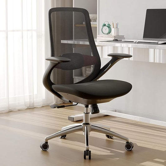 Ergonomic Mesh Office Chair, 330LBS Executive Desk Chair with Lumbar Support, 2D Armrests, Comfy Swivel Computer Task Chairs for Long Hours (Black)