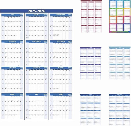 2026 Wall Calendar 34.8" x 22.8" Large Vertical Yearly 2025-2026 Wall Hanging Calenda with Julian Date from July 2025 to June 2026 Thick Paper Calendar 12 Month Annual Planner for Office Fridge(Blue)