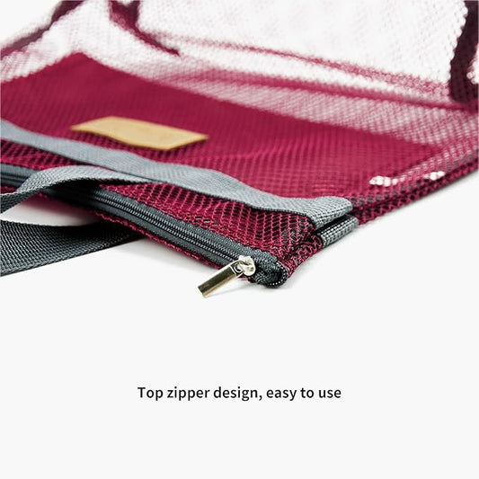 Mesh Shower Caddy Bag Portable Hanging Toiletry and Bath Organizer with Zipper for Travel, Gym, Camping, College Dorms, Beach