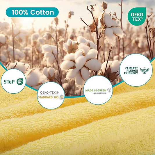 SEMAXE 12-Piece Family Bathroom Towel Set - 100% Cotton, 4 Bath Towels, 4 Hand Towels, 4 Washcloths, Ultra-Soft and Super Absorbent, Lighter Weight