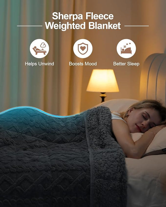 Super Fuzzy Soft Sherpa Fleece Weighted Blanket, 20 lbs Dual Sided Fluffy Heavy Weighted Blankets for Adults - No Bunching with Double Layers of Soft Inner Lining (60"x 80", 20 Pounds)
