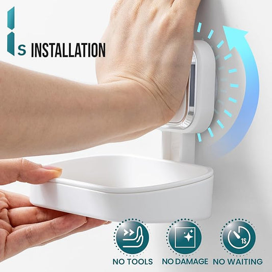 TAILI Soap Holder Saver, Bar Soap Dish Tray Suction Cup for Shower Wall Mounted, Removable, Suitable for Bathroom, Tub,Sponge Holder Kitchen Sink,Removable,Easy to Clean,Universal Bathroom Accessories