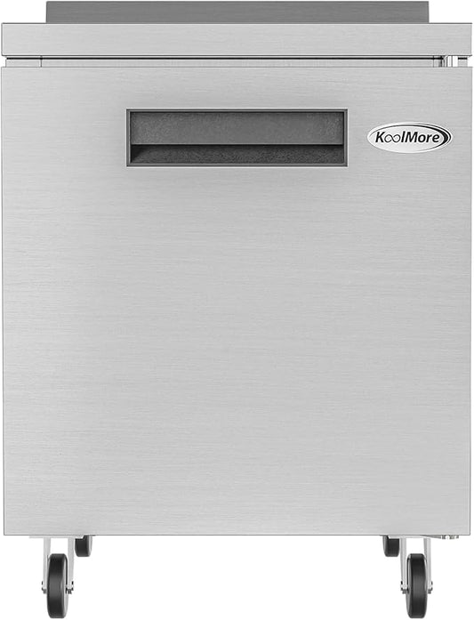 KoolMore 27" Stainless Steel Worktop Commercial Freezer with 3 1/2” Backsplash - 6.3 cu.ft