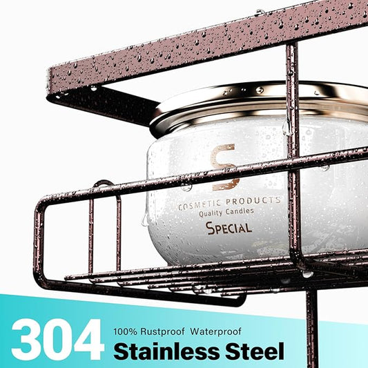 Over the Door Hanging Shower Caddy: Rustproof Hanging Organizer over the Door - No Drilling Bathroom Rack for Inside Shower Bronze