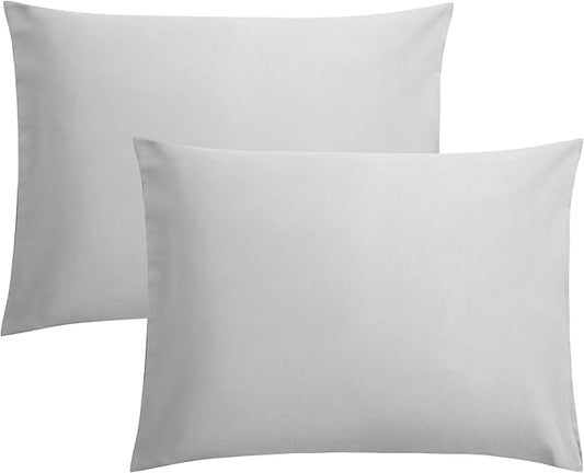 FLXXIE Microfiber Pillow Cases Standard Size, Soft Pillowcases with Envelope Closure, Wrinkle, Stain Resistant Pillow Covers, 20x26, Light Grey