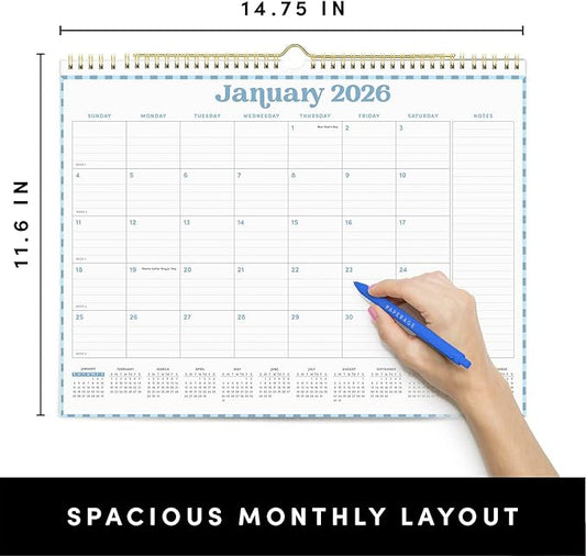 PAPERAGE 2026 Calendar, 12 Months (January 2026 - December 2026), Medium (11.5 in x 14.75 in), Minimalist Wall and Desk Calendar with Monthly Views, Yearly Plans & Notes Section – Pastel