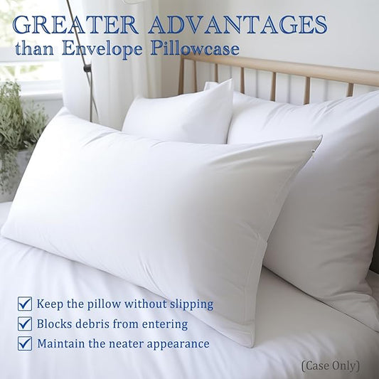 Body Pillow Cover, Precoco 100% Cotton Body Pillow Pillowcase-Premium White Pillow Case with Double Zipper Fitted, Breathable & Ultra Soft/600 Thread Count Covers for Easy Care, 20x54, 1 Pack
