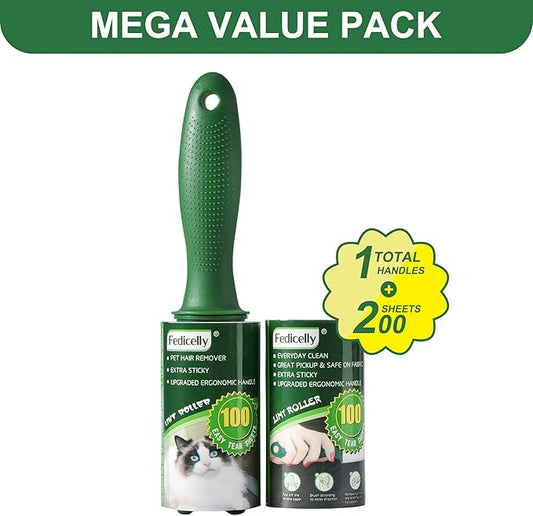 Fedicelly Lint Rollers Pet Hair Extra Sticky Furniture,Cat Dog Hair Remover Laundry Clothes Carpet,Total 200 Sheets Lint Remover Brush for Couch