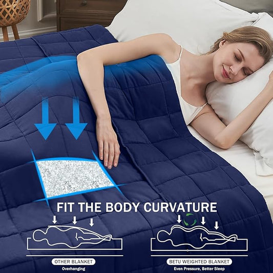 Navy Blue Weighted Blanket for Adults 15lbs, 60"x80", Queen Size Cooling Heavy Throw Blanket for 120-160lbs, Microfiber Soft Thick Big Blankets Weighted Comforter Gift for Sleeping