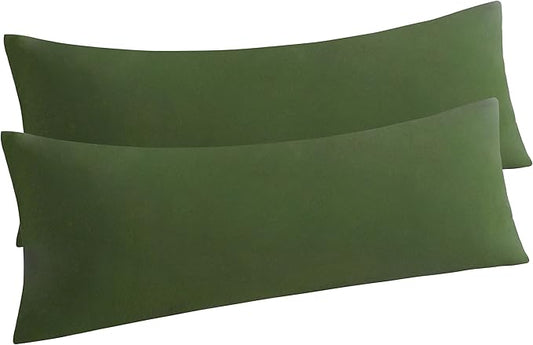 NTBAY Body Pillow Cases Set of 2, 2 Pack Brushed Microfiber 20x54 Pillow Cases, Soft, Wrinkle, Fade, Stain Resistant Olive Green Pillow Cases with Envelope Closure, 20x54 Inches, Olive Green
