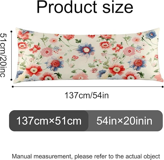 Microfiber Body Pillow Cover with Hidden Zipper,Comfortable Fabric,Floral Print Pattern Body Pillow Case,Lightweight and Breathable,The Size is 20 "X 54"(Flower-14)