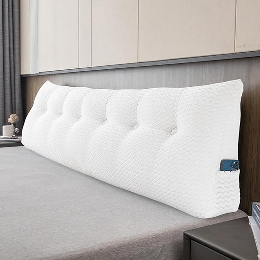 Large Bolster Triangular Headboard Wedge Backrest Positioning Support Bed Rest Reading Pillows Headboard Wedge Pillows for Day Bed with Removable Cover