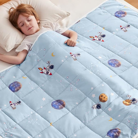 anfie Weighted Blanket Kids(36"x48" 5lbs) Weighted Blanket Cooling Blanket for Sleeping,Throw Size Breathable Blanket with Premium Glass Bead(Space Light Blue)